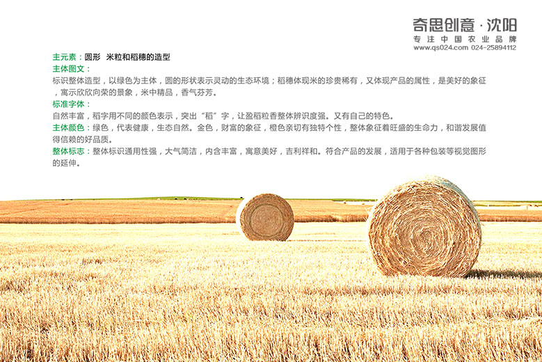 米业品牌标志设计，全程VI策划设计，专业大米包装设计，沈阳奇思创意