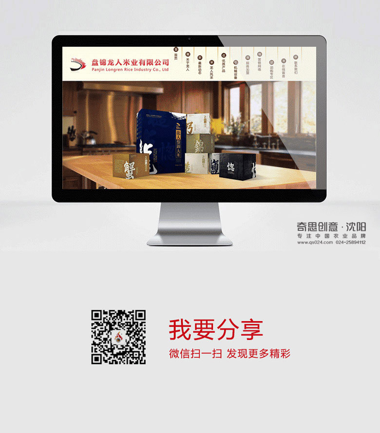 盘锦龙人米业网站设计，专业农业品牌网站策划设计，全程VI策划设计，沈阳奇思创意